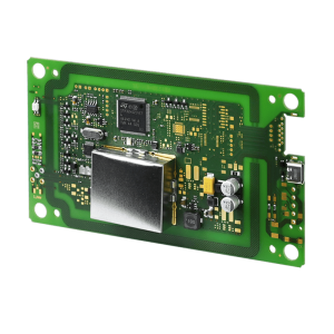 A green printed circuit board RFID reader module